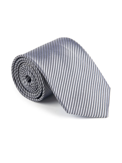 Silver Woven Striped Tie