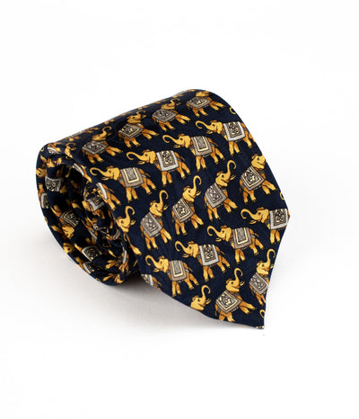 Navy Blue Elephant Tie